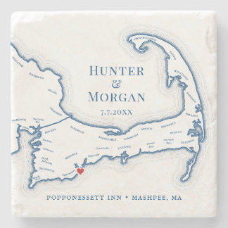 Cape Cod Destination Wedding Gift Stone Coaster