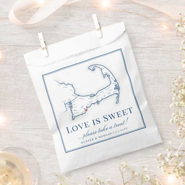 Cape Cod Destination Wedding Love is Sweet Favour Bag (Clipped)