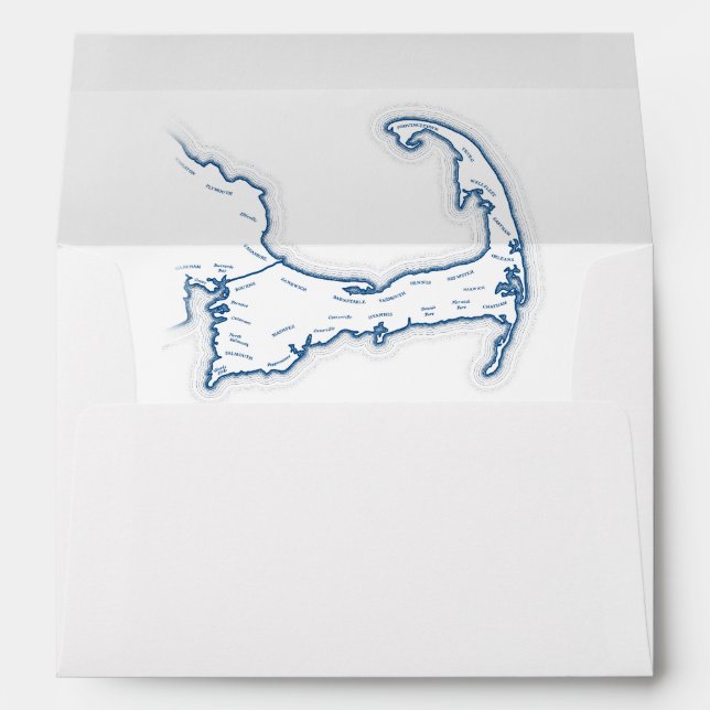 Cape Cod Destination Wedding Map White Envelope (Back (Bottom))