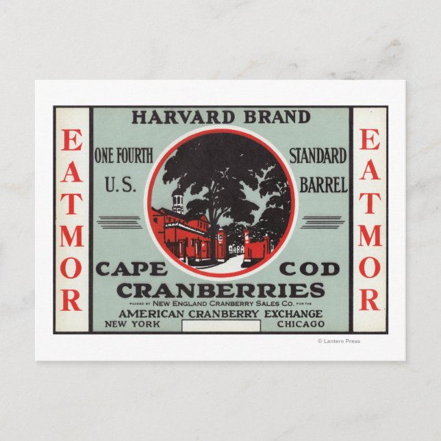 Cape Cod Harvard Eatmor Cranberries Brand Postcard (Front)