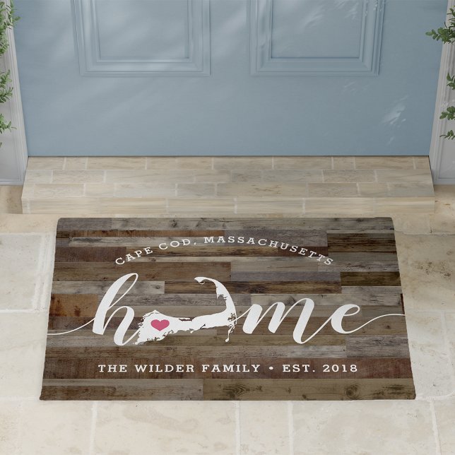 Cape Cod Home Town Personalised Wood Look Doormat (Creator Uploaded)