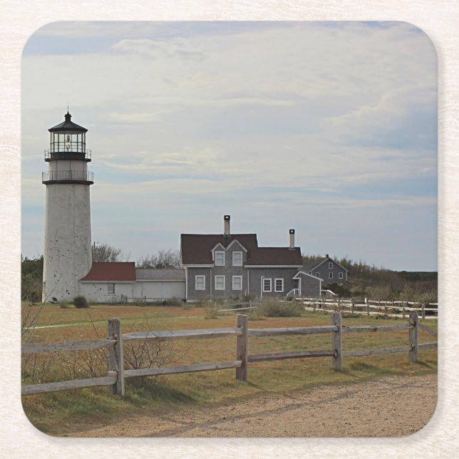 Cape Cod Light Square Paper Coaster (Front)