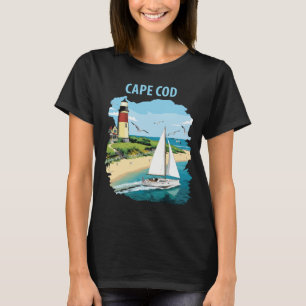 Cape Cod Lighthouse Sailboat Travel T-Shirt