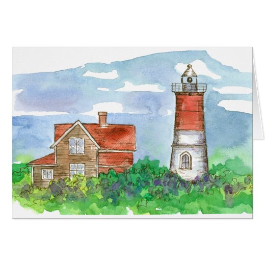 Cape Cod Lighthouse Sketch Blank Card