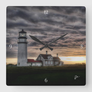 Cape Cod Lighthouse Square Wall Clock
