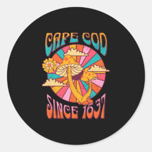Cape Cod M Mushroom Boho Souvenir Vintage Vacation Classic Round Sticker