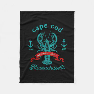 Cape Cod Ma Lobster Fishing Vintage Machusetts Sou Fleece Blanket