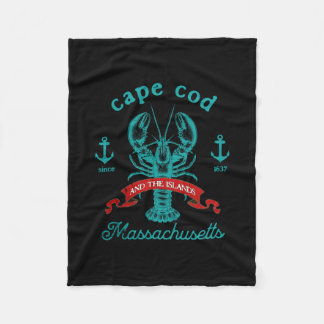 Cape Cod Ma Lobster Fishing Vintage Machusetts Sou Fleece Blanket