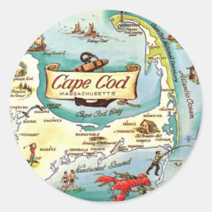 Cape Cod MA Map Classic Round Sticker
