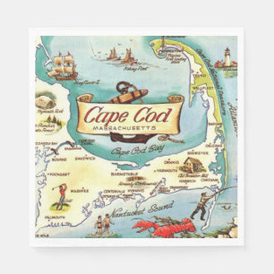 Cape Cod MA Map Napkin