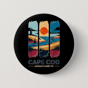 Cape Cod Machusetts Vintage Travel Sailboat Beach 6 Cm Round Badge