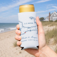 Cape Cod Map Wedding Favour Drink Holder