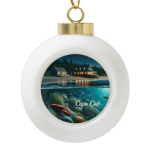 Cape Cod Marine Beach House Christmas Ornament