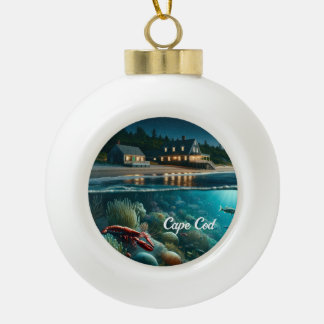 Cape Cod Marine Beach House Christmas Ornament