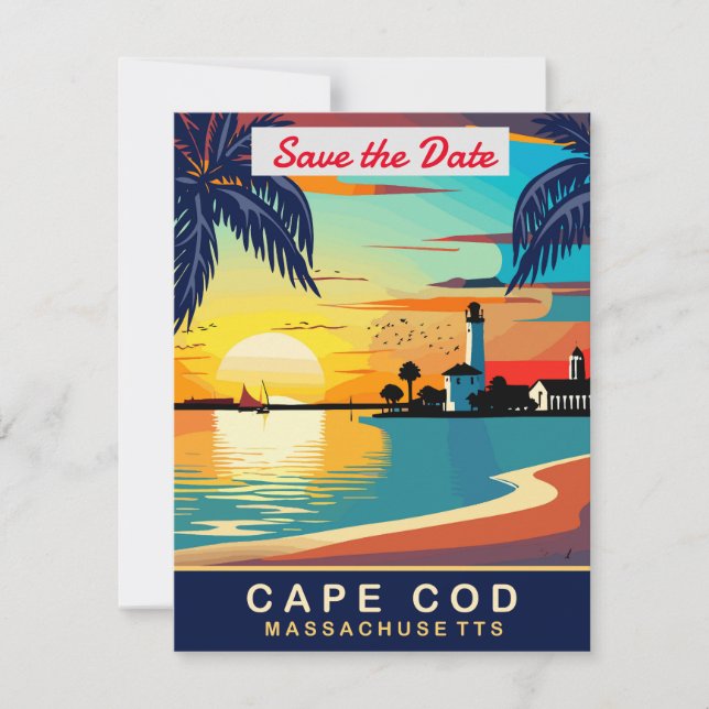 Cape Cod Massachusetts Beach Wedding Invitation (Front)