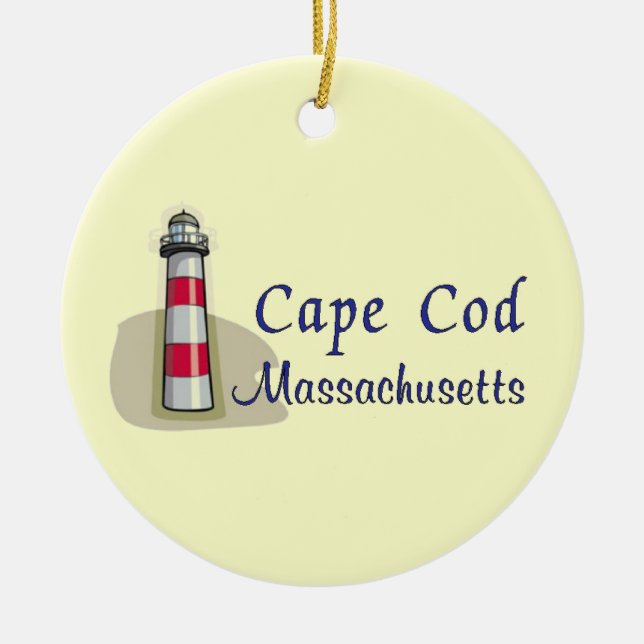 Cape Cod Massachusetts Ceramic Tree Decoration (Front)