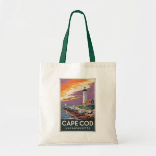 Cape Cod Massachusetts Illustration Travel Art Tote Bag