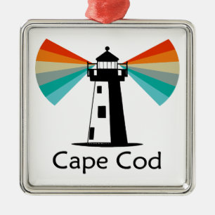 Cape Cod Massachusetts Lighthouse Rainbow Metal Ornament