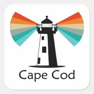 Cape Cod Massachusetts Lighthouse Rainbow Square Sticker