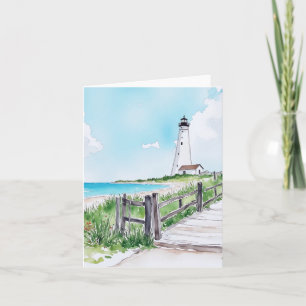 Cape Cod Massachusetts Lighthouse Watercolor Card