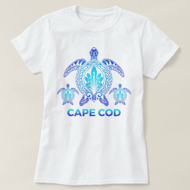 Cape Cod Massachusetts MA Blue Sea Turtle Souvenir T-Shirt (Design Front)