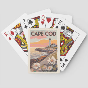 Cape Cod Massachusetts Painterly Travel Art Retro Playing Cards