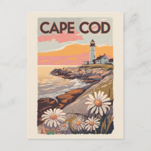 Cape Cod Massachusetts Painterly Travel Art Retro Postcard