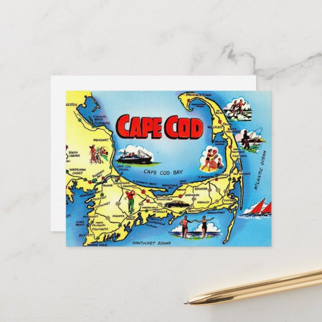 Cape Cod Massachusetts Postcard (Front/Back In Situ)