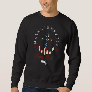 Cape Cod Massachusetts State Map Anchor American F Sweatshirt