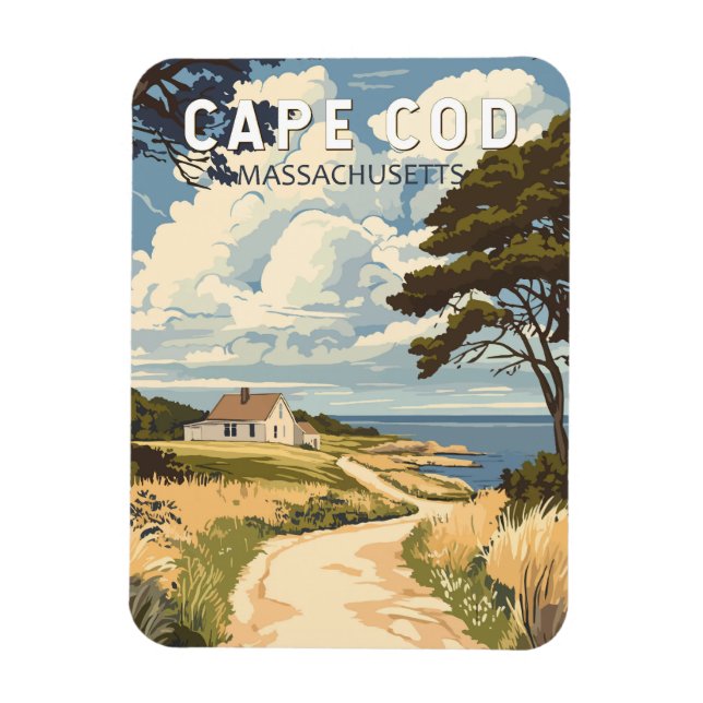 Cape Cod Massachusetts Travel Art Vintage Magnet (Vertical)