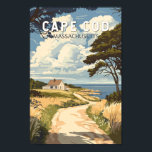 Cape Cod Massachusetts Travel Art Vintage Poster<br><div class="desc">Cape Cod retro vector travel design in an emblem style. It's the site of quaint villages,  seafood shacks,  lighthouses,  ponds and bay and ocean beaches.</div>