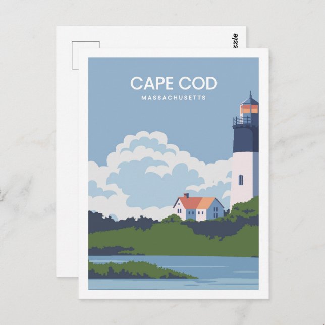 Cape Cod Massachusetts Travel Place Illustration Postcard (Front/Back)