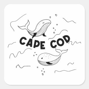 Cape Cod Massachusetts Whales Square Sticker