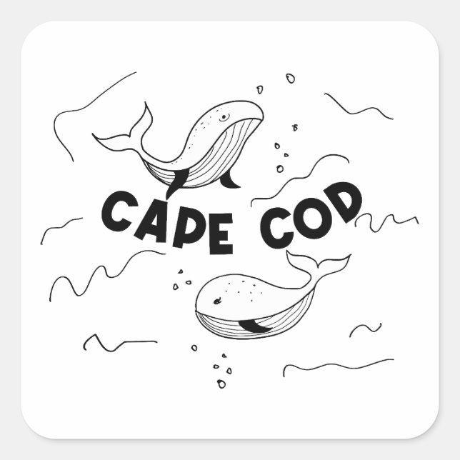 Cape Cod Massachusetts Whales Square Sticker (Front)