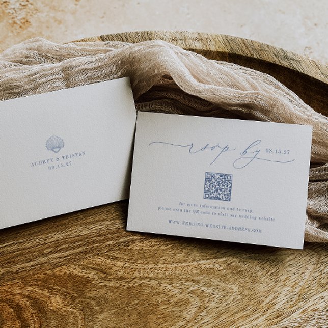 CAPE COD Minimalist Wedding QR Code RSVP Card (Creator Uploaded)