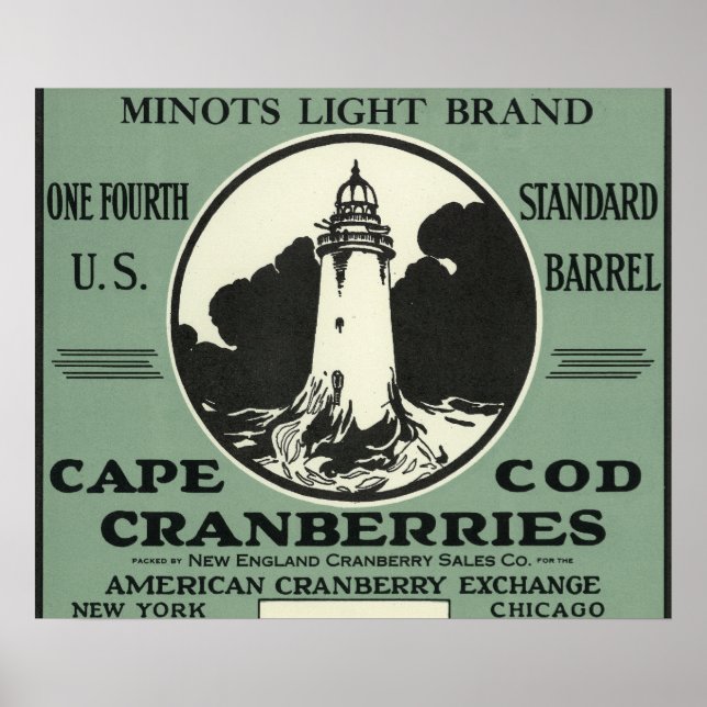 Cape Cod Minots Light Brand Cranberry Label Poster (Front)