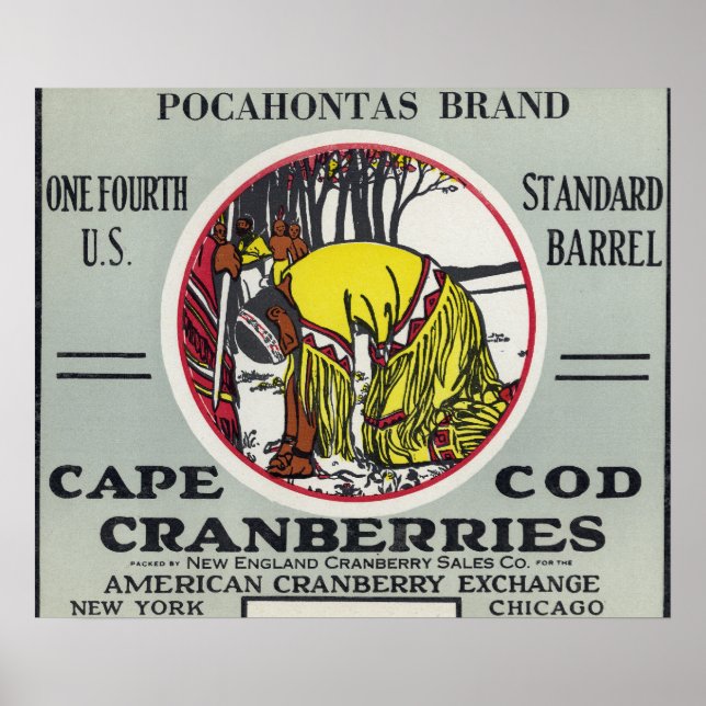Cape Cod Pocahontas Brand Cranberry Label Poster (Front)