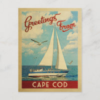 Cape Cod Sailboat Vintage Travel Massachusetts