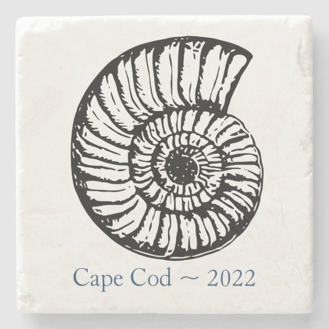 Cape Cod Souvenir Coaster - Ammonite Shell (Front)