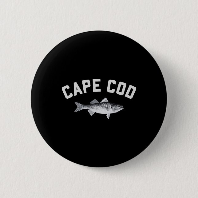 Cape Cod Striper Striped B Fun Fishing Design  6 Cm Round Badge (Front)