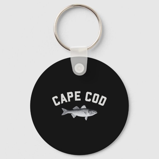 Cape Cod Striper Striped Byss Fun Fishing Design  Key Ring (Front)