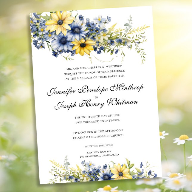 Cape Cod Summer Floral Wedding Invitation (Creator Uploaded)