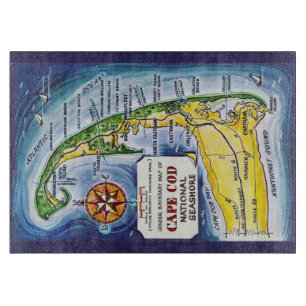 Cape Cod Vintage 11x14 Map Cutting Board