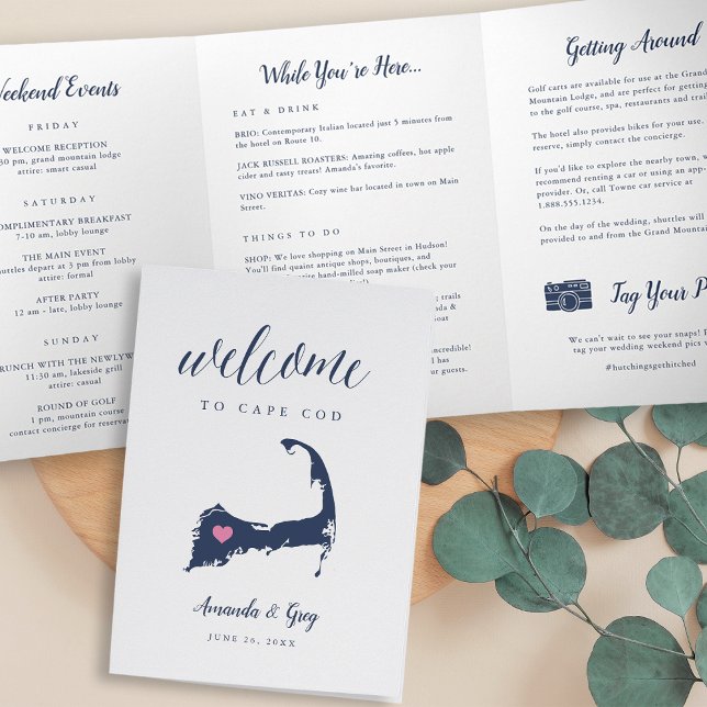 Cape Cod Wedding Welcome Letter & Itinerary Tri-Fold Programme (Creator Uploaded)