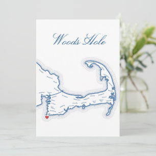 Cape Cod Woods Hole Map Wedding Table Name Card