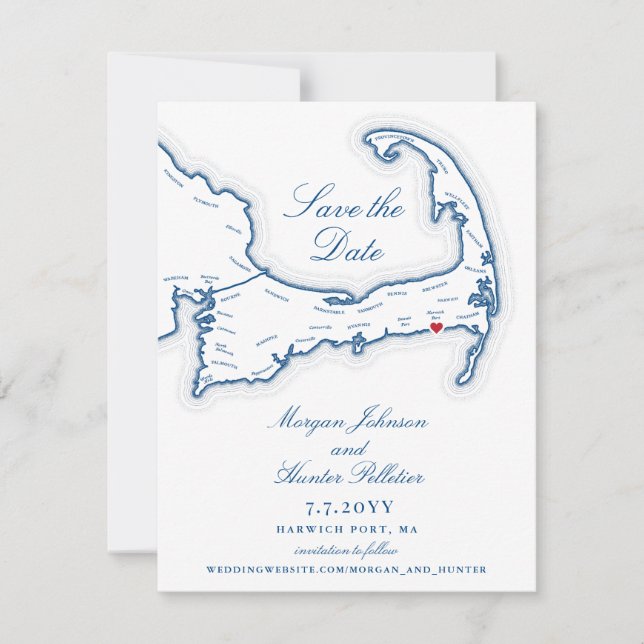 Cape Cod Wychmere Beach Club Wedding Save The Date (Front)