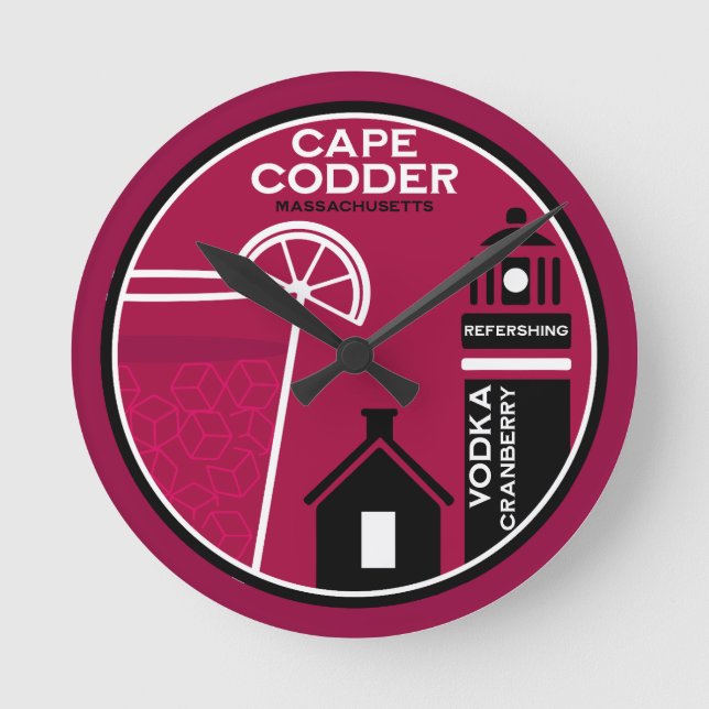 Cape Codder Cocktail Round Clock (Front)