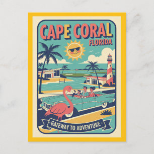 Cape Coral FL Retro 1950s Travel Postcard