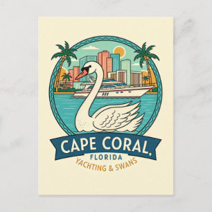 Cape Coral FL Retro Travel Yachts Swans Postcard