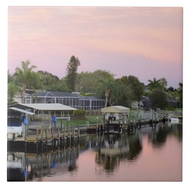 Cape Coral, Florida canal Ceramic Tile (Front)